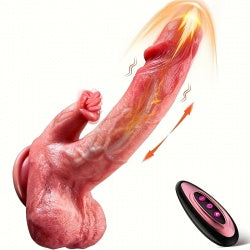 Realistic Thrusting Dildo Licking Vibrator - 5 In 1