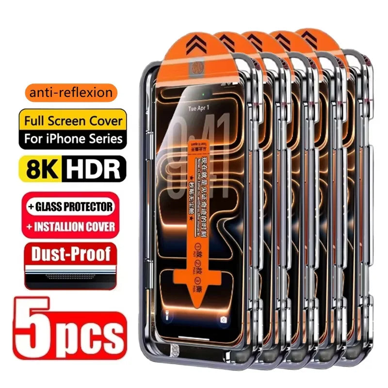 1-5PCS Easy Install HD Screen Protector For iPhone